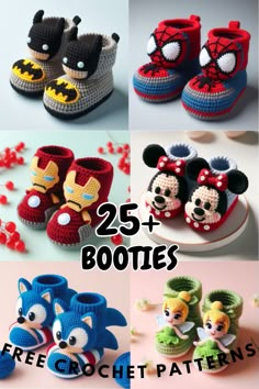 crochet patterns for baby shoes and slippers with mickey mouses on them