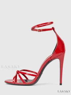 Lasaky - Premium Red Patent PU High Heel Sandals - Stylish Round Toe Design, Sky High Elegance Elegant Red Strappy Sandals, Thigh High Boots Summer, Vintage Shoes Men, Fall Heels, Spike Shoes, High Sandals, Groom Shoes, Hot Heels, Womens Stilettos