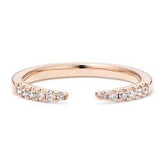 Add interest to any ring stack with this natural diamond ring   featuring a chic open design. This ring also looks beautiful on its own and is crafted in vivid 14-karat rose gold. Luxury Open Band Rings For Gift, Rose Gold Open Ring Stackable Fine Jewelry, Rose Gold Diamond Ring With Rose Cut Open Ring, Rose Gold Diamond Ring With Rose Cut Open Design, Rose Gold Stackable Open Band Rings, Rose Gold Open Ring With Rose Cut Diamonds, Rose Gold Open Diamond Ring Fine Jewelry, Timeless Rose Gold Open Ring Diamond Ring, Timeless Rose Gold Stackable Open Rings