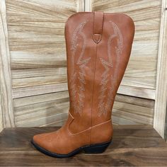 New Knee High Lightweight Imported Cognac Pu Color Faux Leather Slip On Questions Or Concerns Please Message Me Thank You Carla Casual Round Toe Boots For Country Events, Casual Summer Ranch Boots, Casual Brown Boots For Ranch, Casual Ranch Boots For Fall, Brown Boots For Ranch In Spring, Brown Boots For Rodeo Spring Season, Soda Boots, Ankle Lace Up Boots, Girls Black Boots