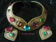 Rare HANSEN DESIGNS MultiColored Bejeweled Crystals by lizystuff, $699.00 Festive Multicolor Rhinestone Jewelry, Multicolor Embellished Festive Jewelry, Runway Earrings, Extraordinary Jewelry, M J, Creating Jewelry, Brass Necklace, Rhinestone Bead, Vintage Costume Jewelry