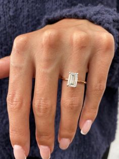 2.0 CT Emerald E/VS1 CVD Diamond Solitaire Engagement Ring - violetjewels 1 5 Carat Emerald Engagement Ring, 2 Carat Emerald Cut Engagement Ring, 2 Carat Emerald Engagement Rings, 2ct Emerald Engagement Ring, Flat Engagement Ring, Solitaire Engagement Ring Emerald, Flat Engagement Rings, Gold Emerald Engagement Ring, Square Engagement Rings