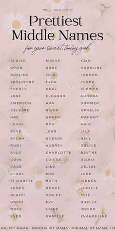 the greatest middle names poster with daisies and flowers on pink paper, in front of a