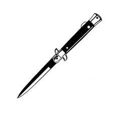 a black and white drawing of a knife with a sharp blade on it's end