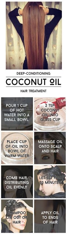 via Coconut oil is something of a miracle substance. It’s healthy, it smells great, it can replace other oils that include tons of unhealthy ingredients, and it Diy Hair Products Recipes, Longer Hair Growth, Deep Conditioning Hair, Conditioning Hair, Conditioner Hair, Long Healthy Hair, Coconut Oil Uses, Hair Remedies, Oil Treatments