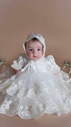 Bautizo Ideas Girl Dress, Frock Design Girl, Baby Girl Christening Dresses, Baby Party Wear Dress, White Party Dresses, Baby Frock Design, Baby Blessing Dress, Girls Party Outfits, Frocks For Babies