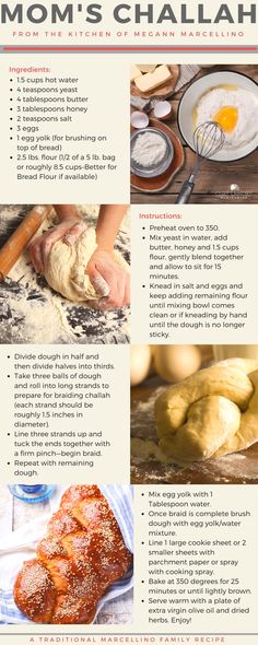 the recipe for mom's challah is shown