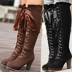 Women's Boots Slouchy Boots Plus Size Work Boots Outdoor Work Daily Knee High Boots Winter Cone Heel Round Toe Fashion Elegant Classic PU Loafer Solid Color Black Dark Green Light Grey 2023 - US $39.99 Knee-high Lace-up Boots With Zipper For Fall, Faux Leather Lace-up Boots With Zipper, Faux Leather Lace-up Boots With Zipper Closure, Lace-up Faux Leather Knee-high Boots For Fall, Brown Knee-high Boots With Zipper Closure, Fall Lace-up Faux Leather Knee-high Boots, Brown Zipper Closure Knee-high Boots, Winter Lace-up Boots With Zipper In Faux Leather, Winter Faux Leather Lace-up Boots With Zipper