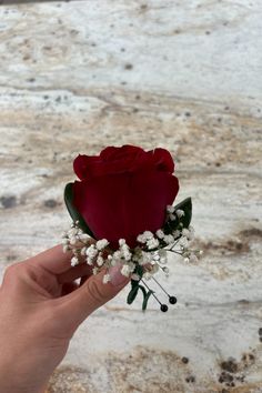 Red Roses And Baby Breath Bouquet, Red Rose Boutonniere, Dark Red Roses, Red Rose Wedding, Rose Boutonniere, Florist Design, Floral Runner, Red Rose Bouquet