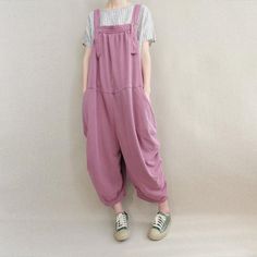 Solid Cotton Overalls For Loungewear, Cotton Overalls For Loungewear, Solid Cotton Baggy Jumpsuits And Rompers, Baggy Solid Cotton Jumpsuit, Baggy Cotton Jumpsuits And Rompers In Solid Colors, Pink Relaxed Fit Cotton Overalls, Adidas Pants Women, Work Overalls, Casual Summer Pants