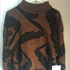 New With Tags, Works Well For Cold Weather Casual Brown Jacquard Knit Outerwear, Oversized Retro Brown Sweater, Small Sweater, Colorful Sweaters, Cold Weather, Black And Brown, Men Sweater, Man Shop, Tags