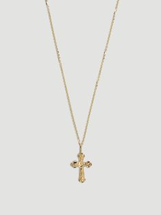 A small gothic cross pendant placed on our Signature Chain makes the perfect everyday necklace. Layer with The Crucifix Necklace for effect. Always made in 14k. 14k Gold Cross Necklace With Adjustable Chain, Catholic Cross Necklace, Vintage Cross Necklace, Crucifix Necklace, Gothic Cross, Gold Cross Necklace, Jewelry Accessories Ideas, Gold Cross Pendant, Jewelry Fashion Trends