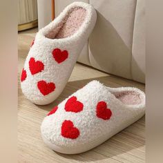 Ohhhh, These Are So Soft And Comfortable. Perfect For Everyday Wear And Will Be A Great Addition To Your Valentines Lounge Outfit. Adorn Your Feet With The Expression Of Love With Our Love Slippers. Designed In A Stylish Valentine's Day Style, Ideal For Women And Girls. The Love Heart Embroidered, White Fuzzy Faux Fur Ensures Warmth And Comfort, While The Non Slip Foam Sole Provides Safety. Our Plush Cotton Slippers Are A Delightful Fusion Of Comfort And Style, Offering A Snug Yet Comfortable Fi Cotton Slippers, Ugg Tasman Slippers, Red Slippers, Wedding Slippers, Blue Toile, Lounge Outfit, Heart Valentines, Faux Fur Slippers, Kids Slippers