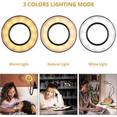 three different lighting modes for the camera