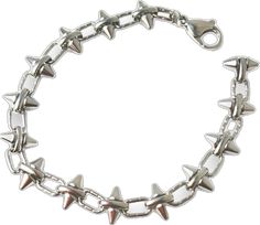 Edgy Adjustable Metal Chain Bracelet, Adjustable Edgy Metal Chain Bracelet, Edgy Metal Jewelry With Spikes, Silver Spiked Bracelets For Parties, Edgy Metal Chain Bracelets, Edgy Silver Metal Chain Bracelet, Metal Punk Style Chain Bracelet, Punk Style Chain Bracelets, Edgy Metal Spike Bracelets