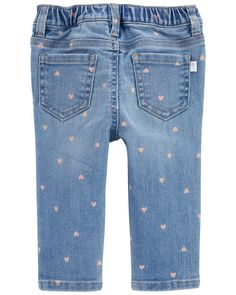 Baby Heart Print Pull-On Denim Pants from carters.com. Shop clothing & accessories from a trusted name in kids, toddlers, and baby clothes. Baby Heart, Oshkosh Baby, Christmas Jammies, Girl Leggings, Baby Bottoms, Baby Trend, Beads Bracelet Design, Free Shoes