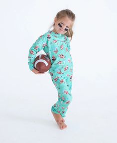 This adorable set is crafted from incredibly soft and breathable viscose from bamboo, cotton, and spandex for an irresistibly comfortable fit! The set features an adorable design perfect for those days spent rooting for your favorite team. [toddler girl outfits jumpsuits and rompers, cute toddler girl outfits, toddler boy outfits, toddler boy rompers, football rompers, football pajamas, jumpsuits and rompers, #rompers #bamboo #toddlerfashion] Shop Birdie Bean Baby today!