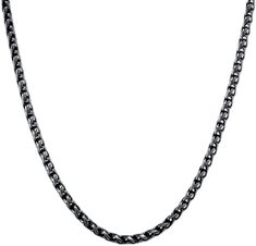 Black Rolo Chain Necklace As A Gift, Black Rolo Chain Necklace For Gift, Black Jewelry With Wheat Chain As Gift, Nickel-free Black Chain Necklace Gift, Black Chain Necklace Men, Cheap Men's Chain Necklaces, Cheap Black Chain Necklace For Men, Cheap Men's Necklaces With Adjustable Chain, Black Stainless Steel Chain Necklace With Lobster Clasp