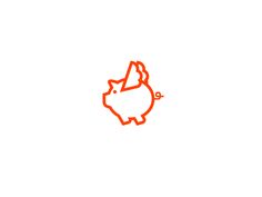 an orange line drawing of a pig