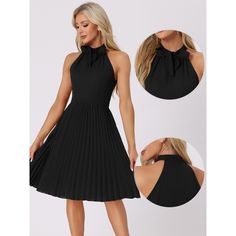 This dress is lightweight and breathable, perfecting for warm weather. The pleated design of the dress creates a flattering silhouette that complements different body shapes. A must-have option for the new season, add new styles to your wardrobe Perfect for formal or casual occasions such as work events or parties. It features a tie halter neck design that adds a touch of elegance to the dress, while the sleeveless cut keeps you cool and comfortable throughout the day. It comes in a range of siz Summer Ties, Midi Shift Dress, Ballet Dress, Beach Maxi Dress, Pleated Midi Dress, Women Midi, Fashion High Heels, Boho Summer, Knitting Women