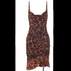 Brand New! With Tags Brown Mesh Leopard Print Ruched Bodycon Dress Size 8 Which Is A Size Medium Leopard Print Ruched Dress For Night Out, Summer Ruched Leopard Print Dress, Summer Leopard Print Ruched Dress, Fitted Ruched Leopard Print Dresses, Leopard Print Ruched Mini Dress, Dress H&m, Ruched Bodycon Dress, Size 8 Dress, Animal Prints