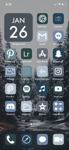 an iphone screen showing the icons for different things in the world, including trees and mountains