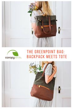 Convertible backpack tote in olive green | vegan backpack by Canopy Verde Green Laptop Backpack For Travel, Green Standard Backpack Laptop Bag For Everyday Use, Green Backpack Laptop Bag For Everyday Use, Green Laptop Bag With Sleeve For Travel, Green Laptop Backpack For Everyday Use, Green Everyday Laptop Backpack, Green Tote Backpack For Everyday, Vegan Backpack, Convertible Backpack Purse