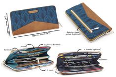 three different types of wallets are shown with their labels and instructions on the front