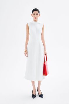 Abigail A-line Sleeveless Crepe Midi Dress | MEAN BLVD Crepe Midi Dress, Mean Blvd, Crepe Fabric, Designer Collection, Online Fashion, Latest Fashion Trends, Sleeve Styles, Designer Dresses, Vietnam