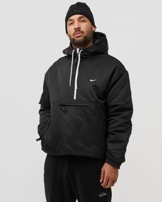 ad eBay - Find many great new & used options and get the best deals for Nike Solo Swoosh Satin Black Anorak 1/2 Zip Hooded Jacket DR0839-010 Size XXL at the best online prices at eBay! Free shipping for many products! The Gym, Hooded Jacket, Gym, Satin, Nike, Free Shipping, Best Deals, Black