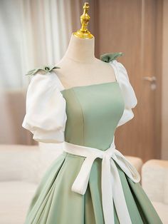 White and Green Satin Long Prom Dress, A-Line Short Sleeve Evening Party DressItem DetailStyle: LY2183Silhouette: A-LineMaterial: SatinBack Details: Lace-upLining: Fully linedLength: Floor lengthColor: Green and White, customer color service is available, and there is no extra fee for custom color.Size: US 2-16, custom sizeHave questions about sizing, color, time, or styling? Please feel free to contact us: sales@loveydress.com Green Long Prom Dress, Prom Dress Short Lace, Satin Long Prom Dress, Mermaid Prom Dresses Lace, Cute Dress Outfits, White Prom Dress, Red Evening Dress, White Dress Party, A Line Prom Dresses