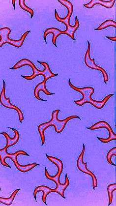 a blue background with red and black swirls