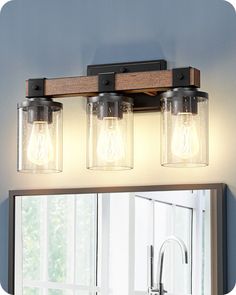 EDISHINE 3-Light Bathroom Vanity Light Fixtures Over Mirror, Painted Wood | eBay Lights Over Bathroom Vanity, Rustic Bathroom Light Fixtures, Rustic Bathroom Lighting, Farmhouse Vanity Lights, Light Fixtures Farmhouse, Farmhouse Vanity, Farmhouse Bathroom Vanity, Light Fixtures Bathroom Vanity, Vintage Bath