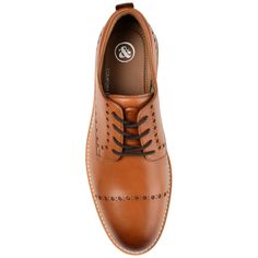 A timeless classic every man needs the Fremont. This genuine leather derby features an adjustable lace-up closure and an 8 mm Comfort Foam footbed that will keep you on your feet with ease. Handsome brogue details frame the look and an EVA outsole grounds this design by Thomas & Vine. At Thomas & Vine we've aimed to offer well-made authentic leather shoes that strike a winning balance between sophistication and attainable pricing. Classic Brogue Derby Shoes, Brown Derby Shoes With Brogue Detailing For Business Casual, Classic Brogue Lace-up Derby Shoes, Classic Lace-up Leather Shoes With Perforated Toe Box, Goodyear Welted Business Casual Derby Shoes, Classic Leather Lace-up Shoes With Perforated Toe Box, Masculine Lace-up Shoes With Brogue Detailing, Masculine Lace-up Dress Shoes With Brogue Detailing, Masculine Lace-up Leather Shoes For Derby