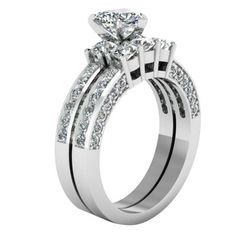 a white gold engagement ring set with diamonds