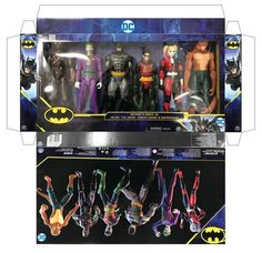 the batman action figures are in their original packagings for $ 3 99 per box