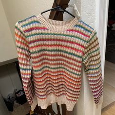 New With Tag L 22inch Shoulder Width 14.5inch Gucci Beige Long Sleeve Sweater, Beige Gucci Long Sleeve Sweater, White Gucci Tops For Winter, Casual Fitted Gucci Sweater, Gucci Casual Crew Neck Sweater, Casual Gucci Crew Neck Sweater, Gucci Long Sleeve Sweater For Spring, Casual Multicolor Gucci Tops, Casual Gucci Tops For Fall