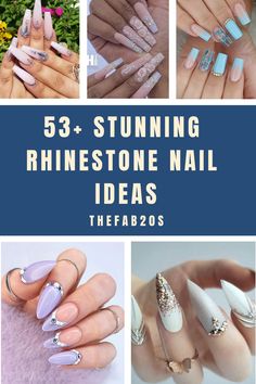 Looking for stunning Rhinestone nail ideas?! These rhinestone nails are GORGEOUS. Check out these trendy Rhinestone nail art designs for a BLING BLING look to die for Nail Art Crystals Rhinestones, Classy Rhinestone Nails, All White Nails With Rhinestones, Classy Nails With Rhinestones, Blue Bling Nails Rhinestones, Nail Designs With Rhinestones Bling, Diamond Nail Designs Rhinestones