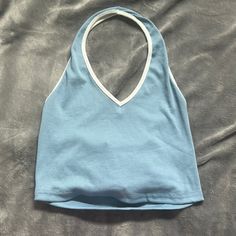 So Cute And Perfect For Summer Never Been Worn! Casual Blue Tank Top For Day Out, Trendy Blue Tank Top For Spring, Blue Cropped Summer Top, Trendy Blue Crop Top For Day Out, Blue Tank Top For Spring Day Out, Trendy Blue Crop Top For Spring, Blue Trendy Crop Top For Spring, Casual Blue Cropped Tank Top, Light Blue Tank Top For Beach