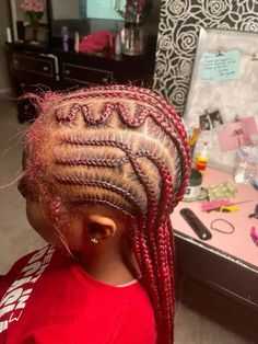 Simple Hairstyles With Weave, Red Cornrows, Red Hairstyles, Lemonade Braids Hairstyles, Quick Braids, Barbie Hairstyle, New Hair Do, Braided Hairstyles For Black Women Cornrows