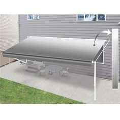 ALEKO Products Retractable RV/Patio Awning - 21 x 8 Feet - Grey RVAW21X8GREY26-AP - Garage Reserve Trailer Awning, Rv Patio, New England Arbors, Rv Awning, Grill Gazebo, Rv Homes, Replacement Canopy, Door Awnings, Patio Canopy