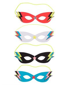 four masks with different designs on them