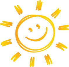 a drawing of a sun with smiling faces