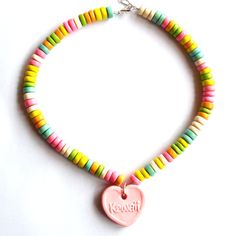 Candy Necklace Faux Candy Necklace Pastel Candy Choker Rainbow Choker Conversation Heart Necklace 90s Jewelry Kawaii Food Jewelry Personalized Pink Necklaces For Best Friend Gift, Cute Personalized Multicolor Charm Necklaces, Fun Pastel Jewelry For Gifts, Fun Pastel Colored Jewelry For Gifts, Personalized Pink Necklaces For Friendship, Personalized Multicolor Necklaces For Best Friend, Personalized Pink Necklace For Friendship, Personalized Playful Necklace For Friendship, Cute Pink Necklace For Best Friend