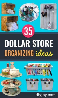 dollar store organizing ideas with text overlay