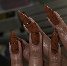 Brown Nail, Sculpted Nails, Stiletto Nails Designs, Almond Acrylic Nails, I Love Me, October 27, Brown Nails, Pretty Acrylic Nails