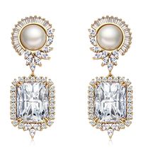 PRICES MAY VARY. Size: length: 1.77inch(4.5cm) Weight: 8g. The lightweight design of these earrings ensures a comfortable fit, making them perfect for all-day wear. Material: 925 sterling silver posts,14K real gold plated copper, crystal, pearl, cubic zirconia, rhinestone. Nickel-free, Lead-free, Cadmium-free and hypoallergenic earrings. Highly Resistant to Rust and Tarnish. Design Inspiration: These birthstone crystal drop dangle earrings for women are sparkly and elegant, looks very gorgeous, Cubic Zirconia Gemstone Dangle Bridal Earrings, White Bridal Drop Earrings With Halo Design, White Halo Design Drop Bridal Earrings, Green Crystal Bridal Earrings For Wedding, Art Deco Crystal Drop Earrings For Wedding, Crystal Pear-shaped Bridal Earrings, Pear-shaped Crystal Bridal Earrings For Wedding, Emerald Cut Earrings, Drop Earrings Wedding