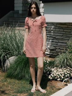 This is a trendy and casual dress by REORG that is made out of high quality and sturdy material. With distinctive mood of the design and comfortable wear, you can style it for your casual daily outfit.- Subtle flower embroidery on the chest- Puff sleeves and neck shirring- Ribbon detail on the neck Red Puff Sleeve Summer Dress, Spring Picnic Dresses With Puff Sleeves, Spring Picnic Puff Sleeve Dresses, Trendy Puff Sleeve Spring Dresses, Casual Square Neck Mini Dress For Picnic, Trendy Red Mini Dress For Spring, Casual Red Mini Dress With Square Neck, Trendy Red Dress For Spring, Casual Mini Dress For Picnic