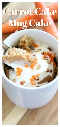 carrot cake mug cake in a white bowl