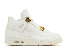 Wmns Air Jordan 4 Retro 'Metallic Gold' - Air Jordan - AQ9129 170 - sail/metallic gold/black Jordan 4 Retro Metallic, Retro Jordans, Jordan 4 White, Jordan 4’s, Jordan Retro 4, Jordan Sneaker, Jordan Model, White Jordans, Jordan 4s